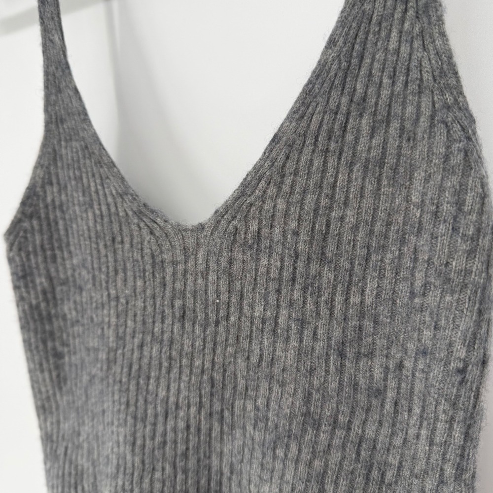 RUMERED RIBBED CROP TANK TOP GREY WOOL BLEND XS CASUAL QUIET LUXURY MINIMALIST - Picture 2 of 6